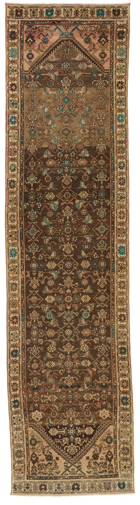 3x12 Brown and Ivory Persian Runner