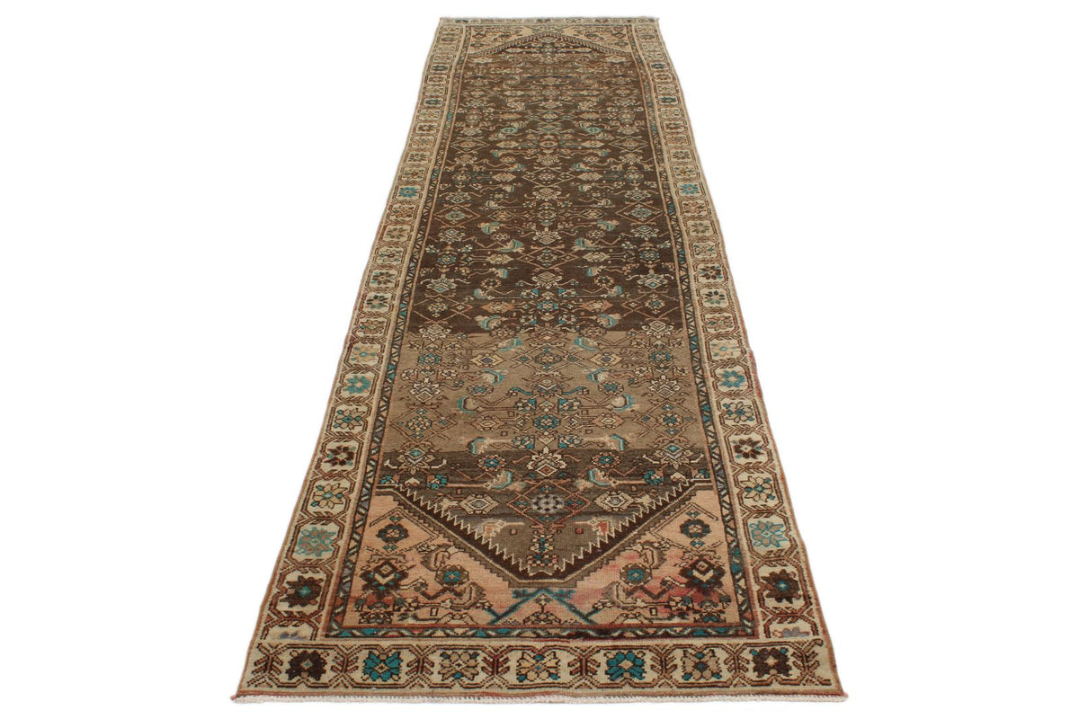 3x12 Brown and Ivory Persian Runner