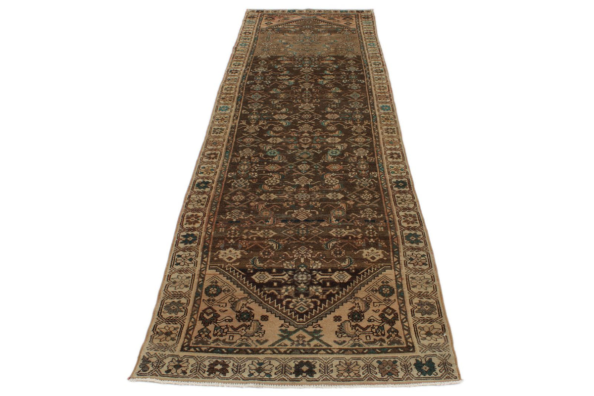 3x12 Brown and Ivory Persian Runner