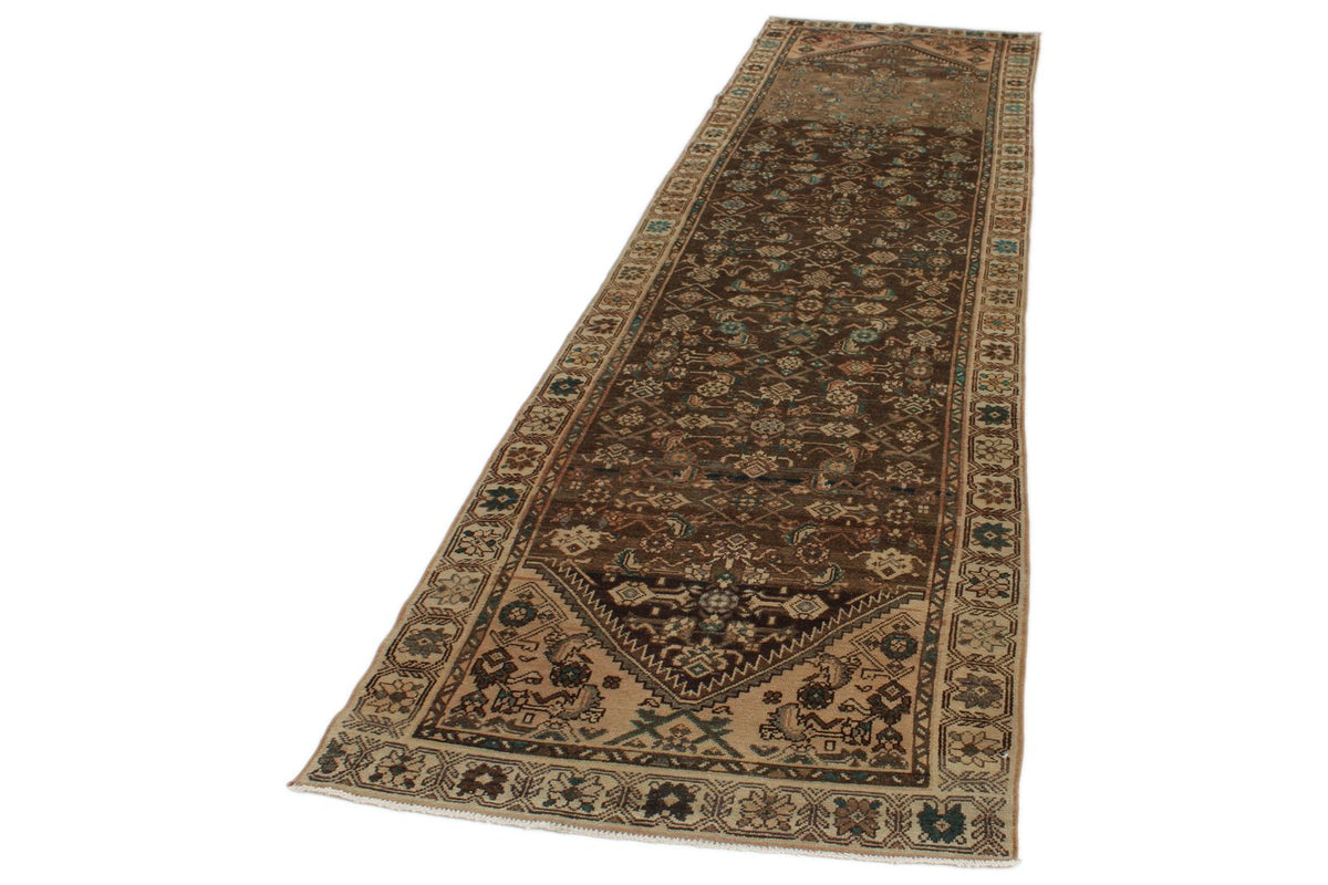 3x12 Brown and Ivory Persian Runner