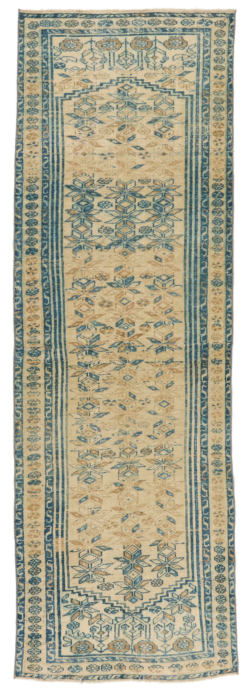 3x9 Light Brown and Light Blue Turkish Oushak Runner