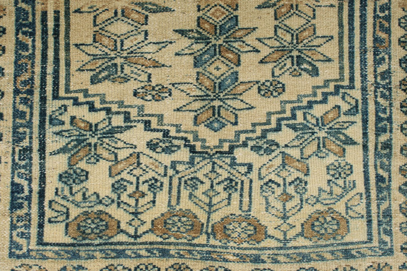 3x9 Light Brown and Light Blue Turkish Oushak Runner