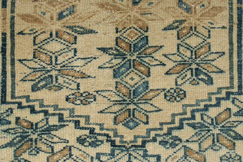 3x9 Light Brown and Light Blue Turkish Oushak Runner