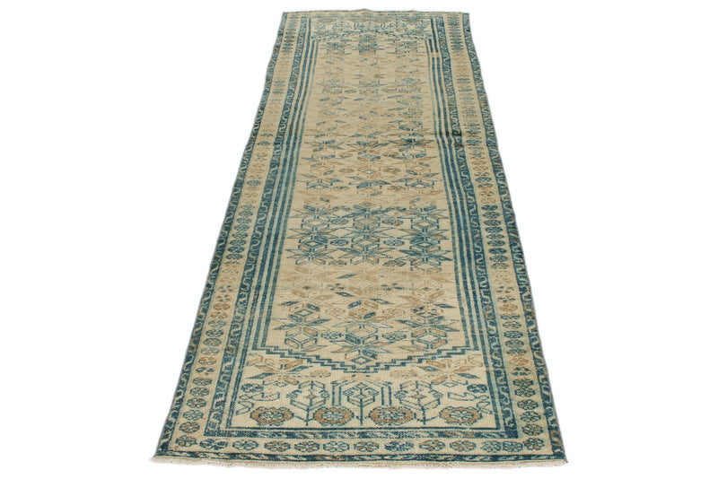 3x9 Light Brown and Light Blue Persian Runner