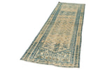 3x9 Light Brown and Light Blue Turkish Oushak Runner