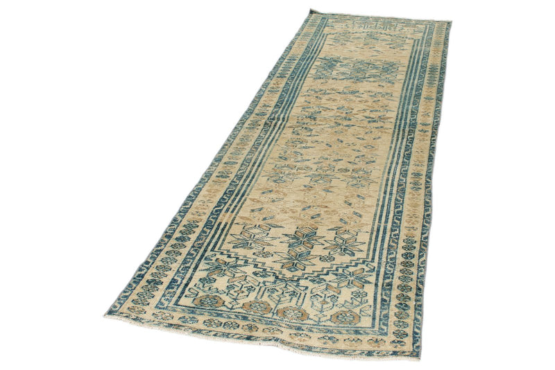 3x9 Light Brown and Light Blue Persian Runner