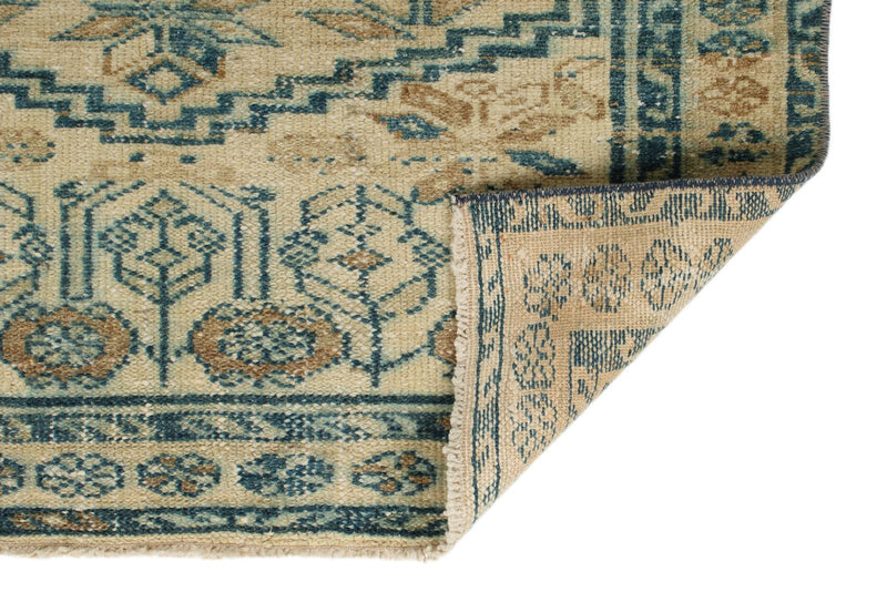 3x9 Light Brown and Light Blue Turkish Oushak Runner