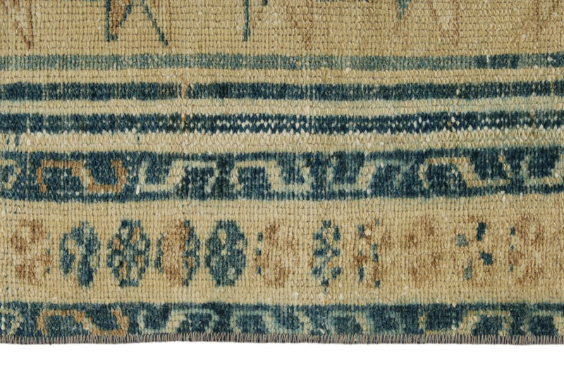 3x9 Light Brown and Light Blue Turkish Oushak Runner