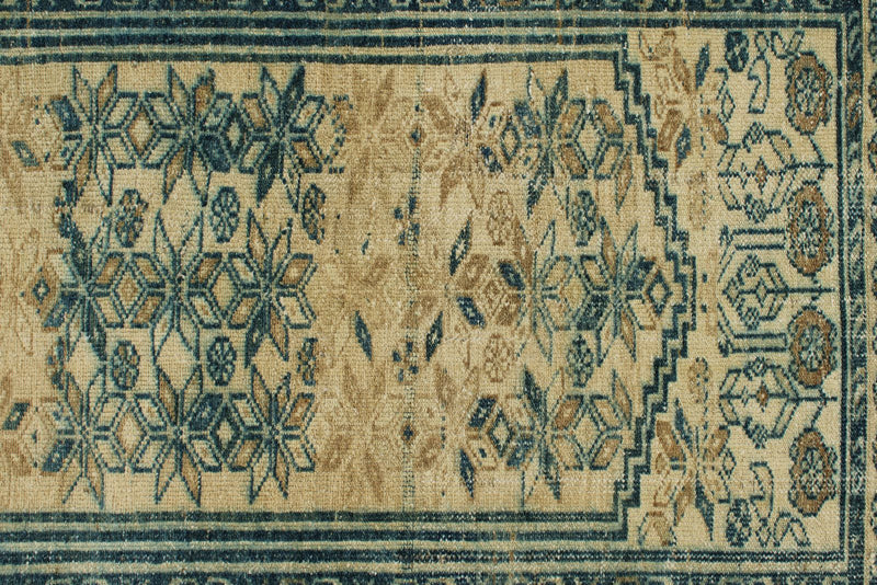 3x9 Light Brown and Light Blue Turkish Oushak Runner