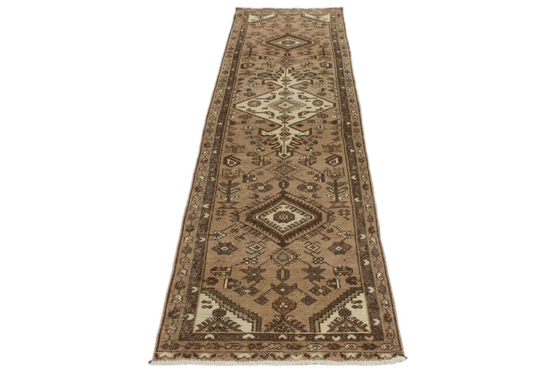 2x10 Ivory and Brown Persian Traditional Runner