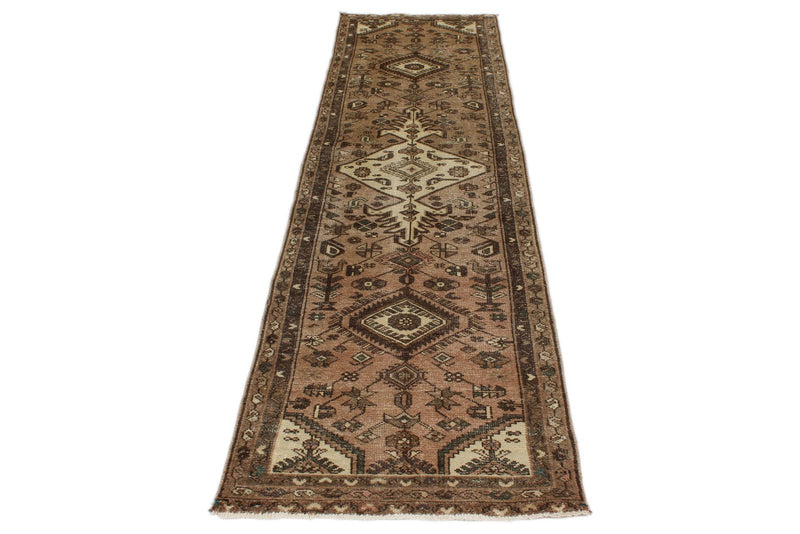 2x10 Ivory and Brown Persian Traditional Runner