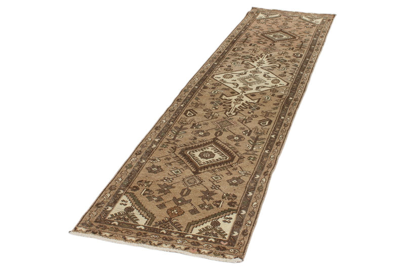 2x10 Ivory and Brown Persian Traditional Runner