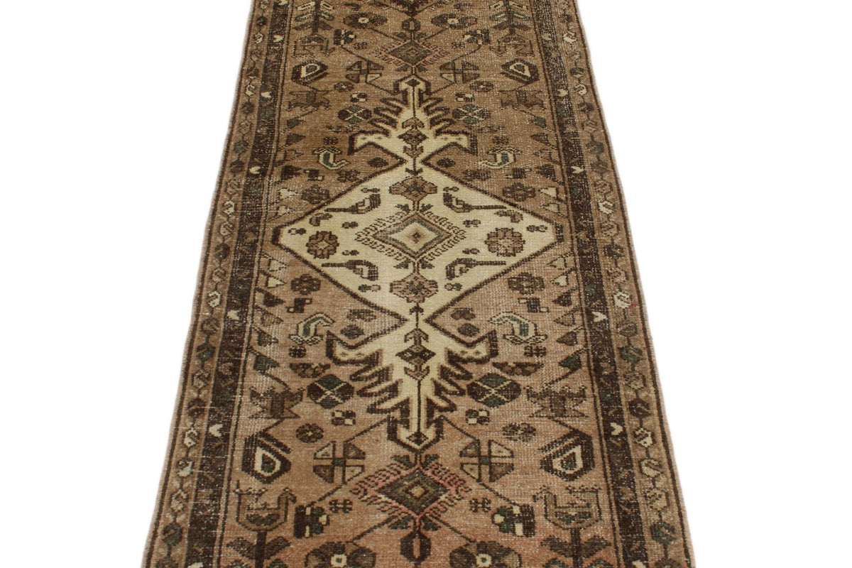2x10 Ivory and Brown Persian Traditional Runner