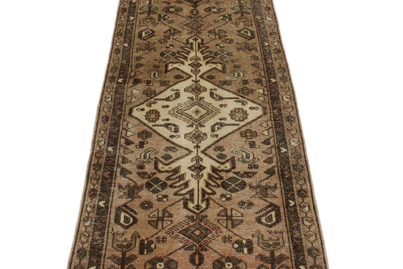 2x10 Ivory and Brown Persian Traditional Runner