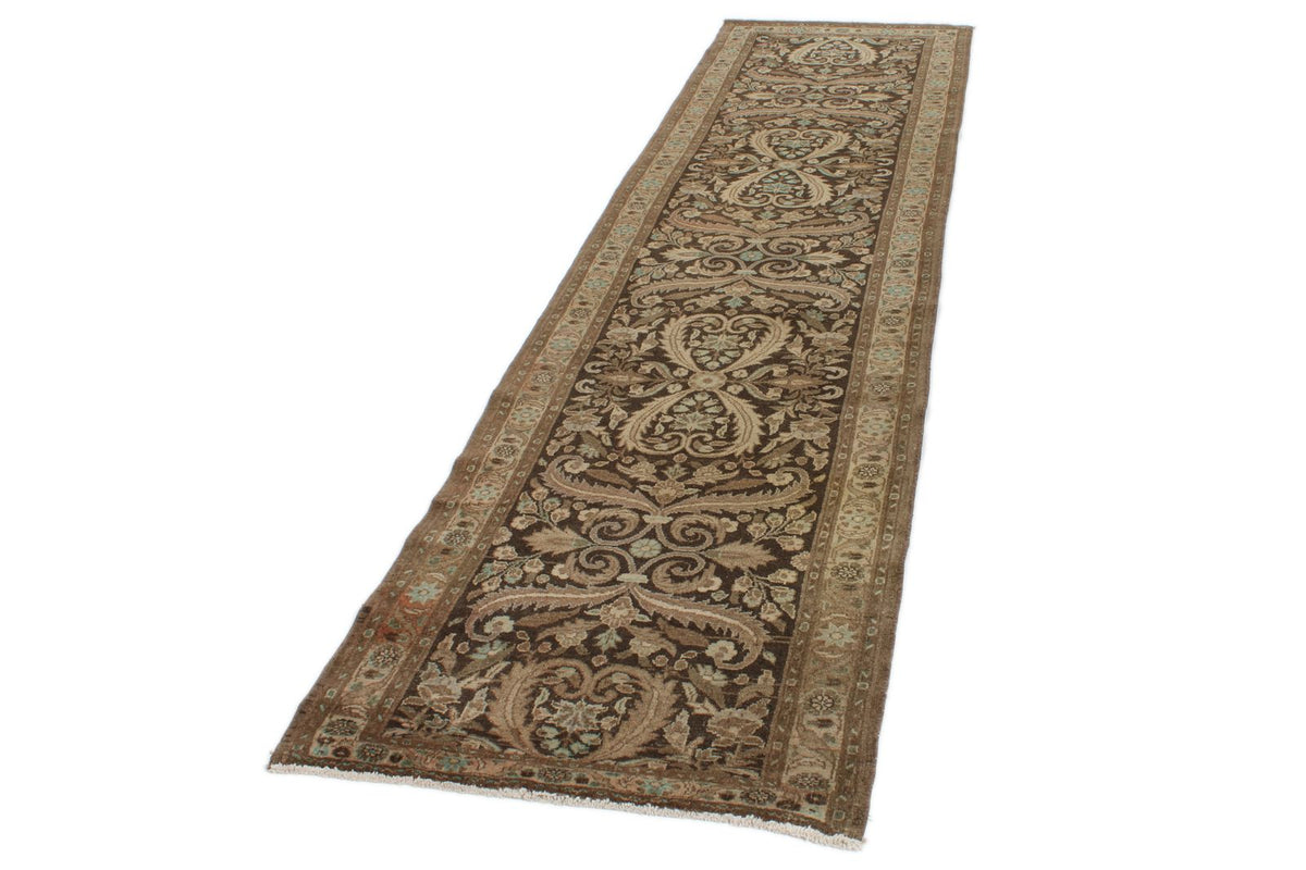 3x11 Ivory and Brown Turkish Persian Runner