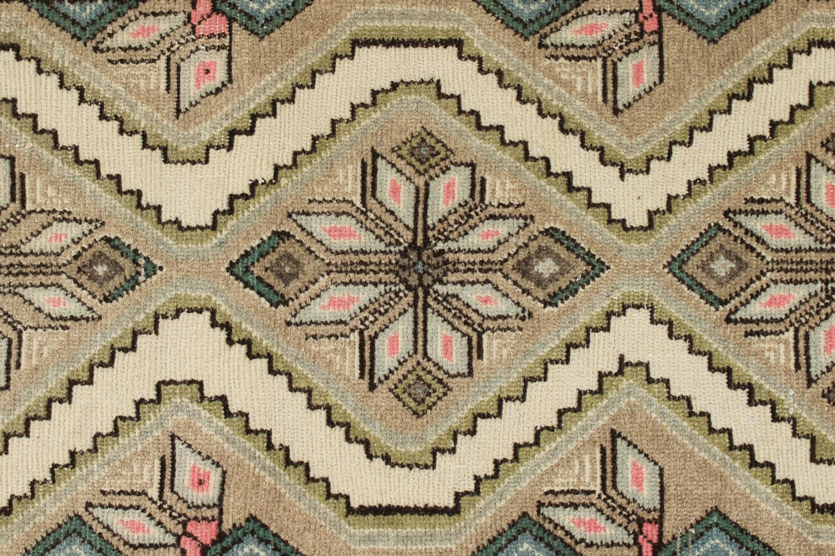 3x9 Ivory and Brown Turkish Persian Runner