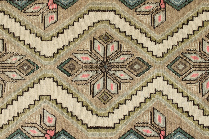 3x9 Ivory and Brown Turkish Persian Runner