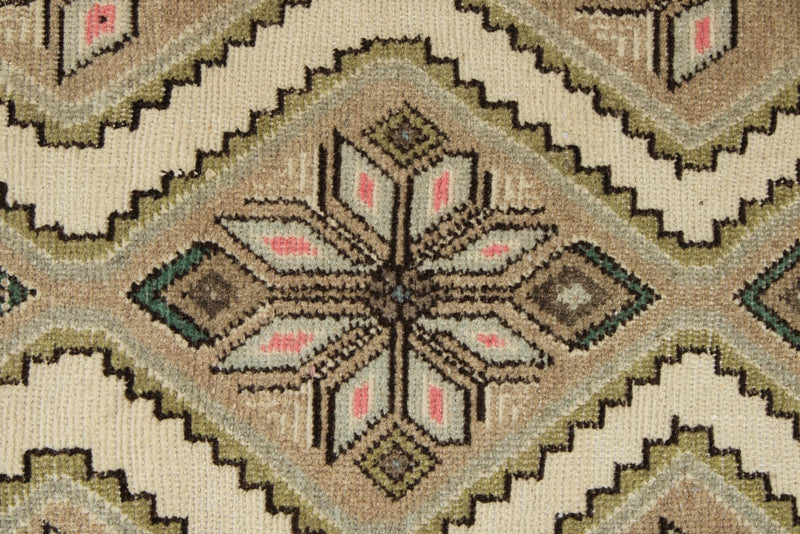3x9 Ivory and Brown Turkish Persian Runner