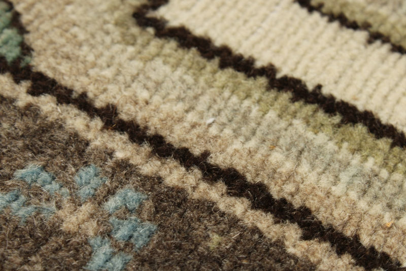 3x9 Ivory and Brown Turkish Persian Runner