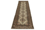 3x9 Ivory and Brown Turkish Persian Runner