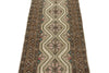 3x9 Ivory and Brown Turkish Persian Runner