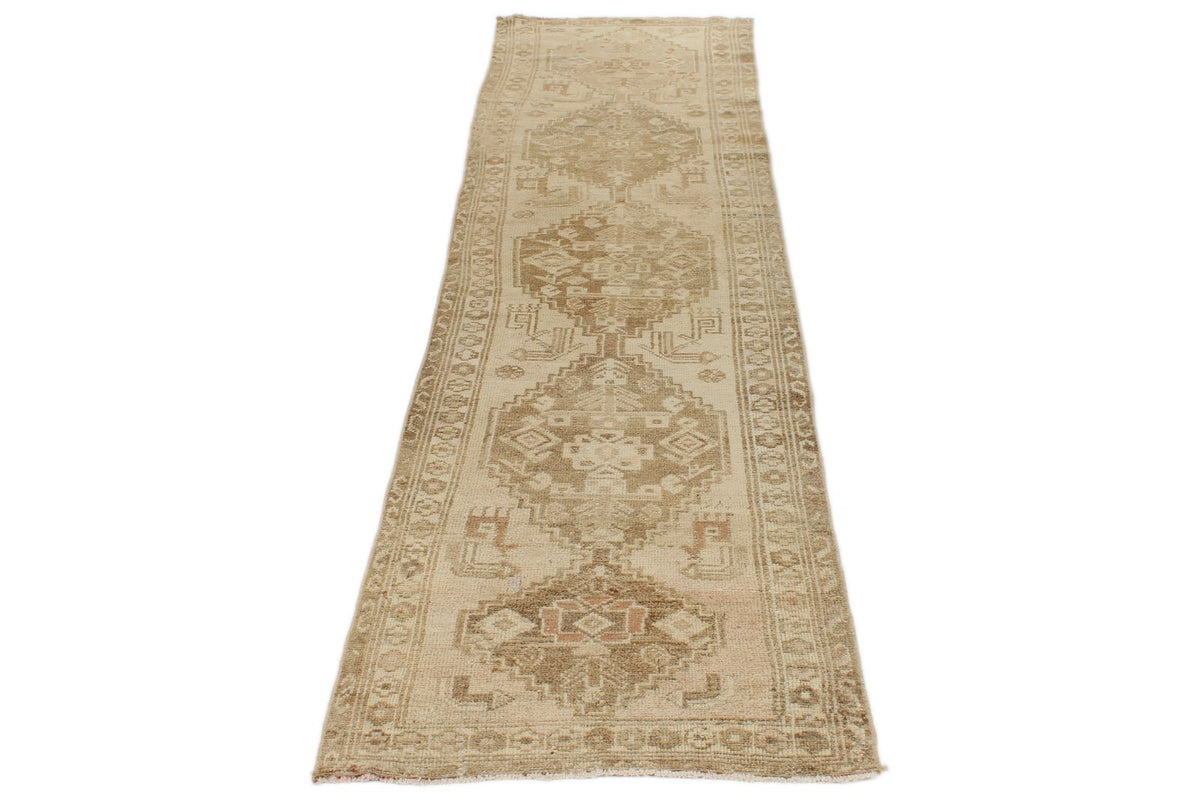 2x9 Ivory and Brown Persian Runner