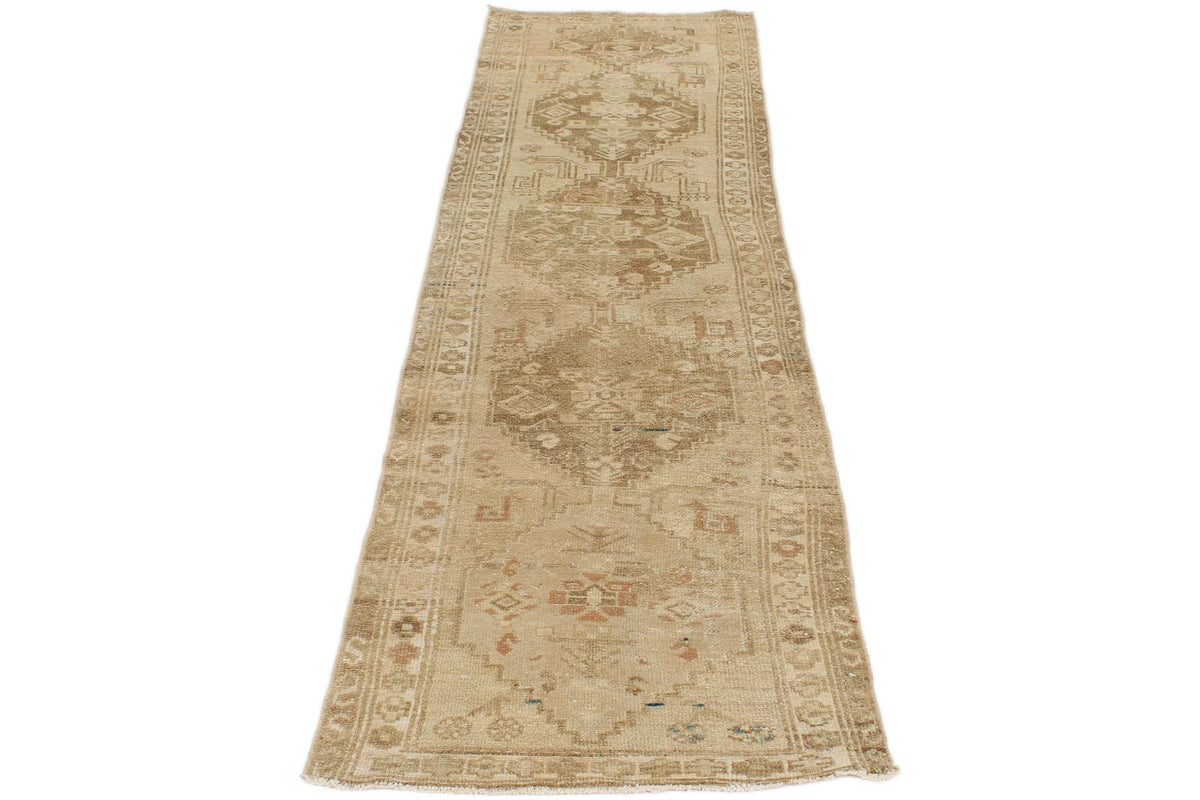 2x9 Ivory and Brown Persian Runner