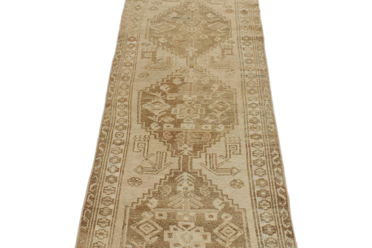 2x9 Ivory and Brown Persian Runner