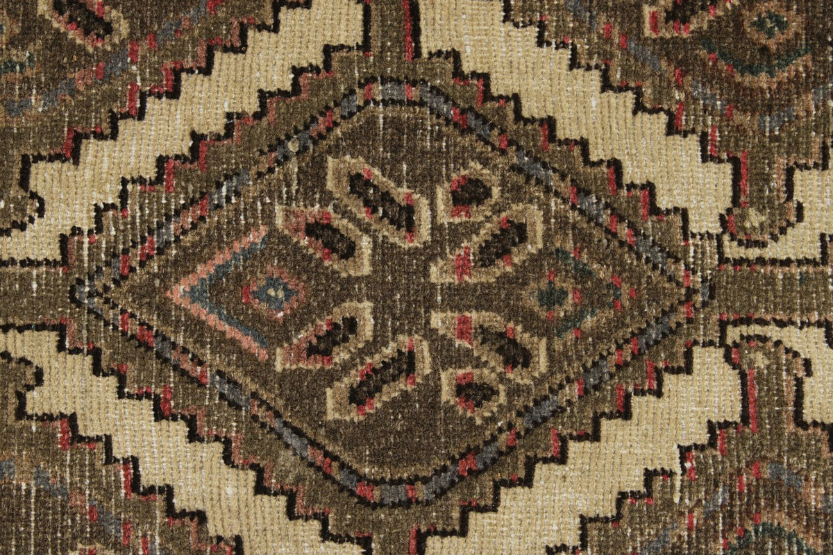 2x9 Ivory and Brown Persian Traditional  Runner