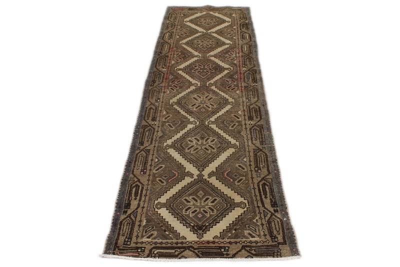 2x9 Ivory and Brown Persian Traditional  Runner