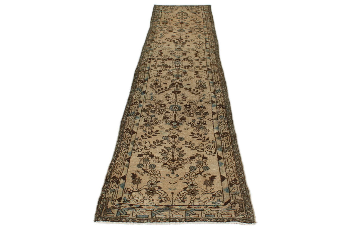 3x13 Beige and Brown Persian Traditional  Runner