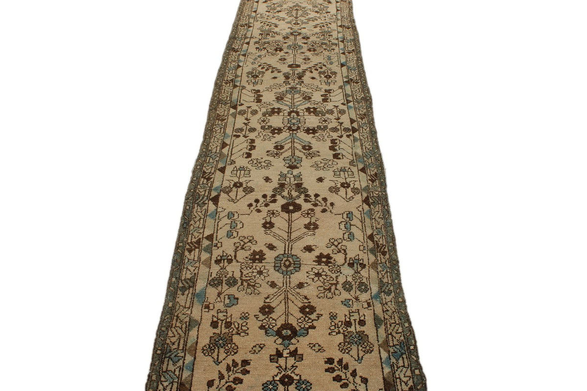 3x13 Beige and Brown Persian Traditional  Runner