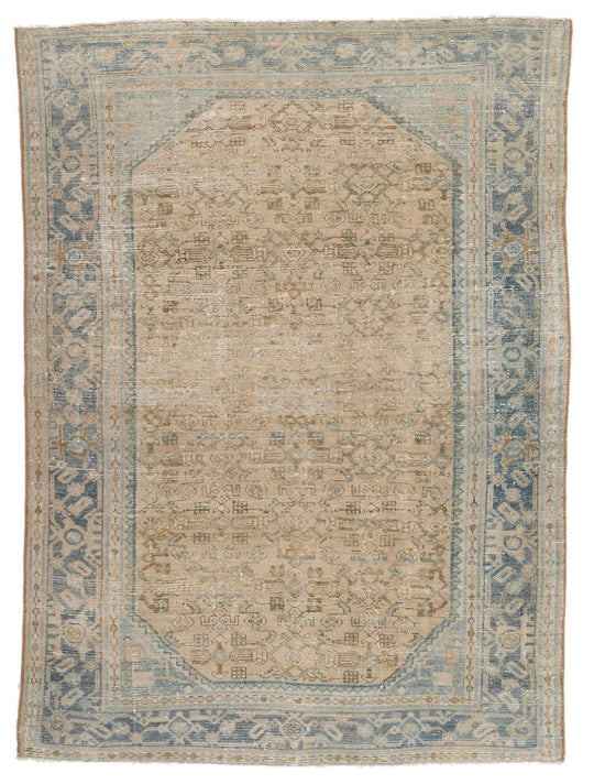 4x5 Light Brown and Light Blue Persian Traditional Rug