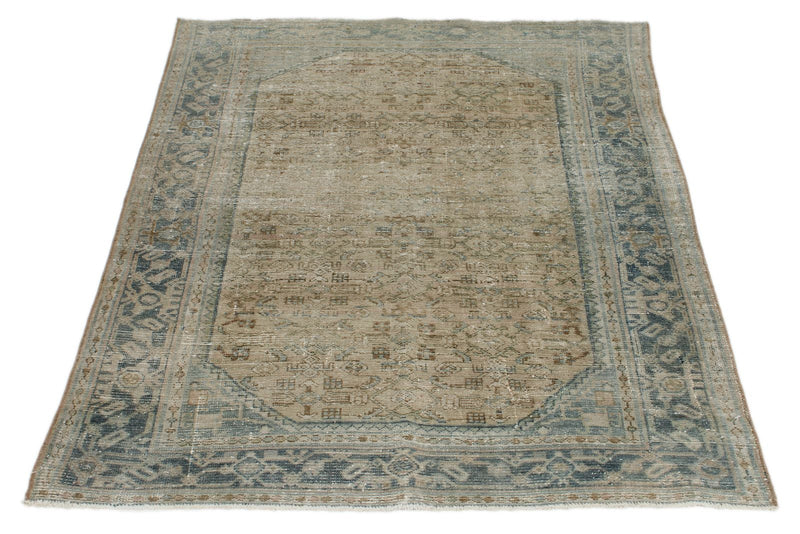 4x5 Light Brown and Light Blue Persian Traditional Rug