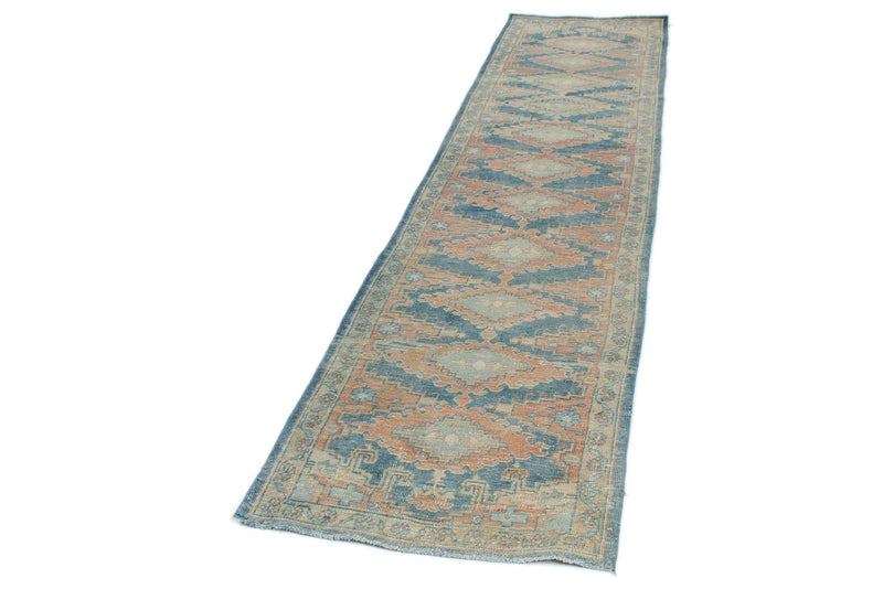 3x11 Blue and Rust Turkish Persian Runner