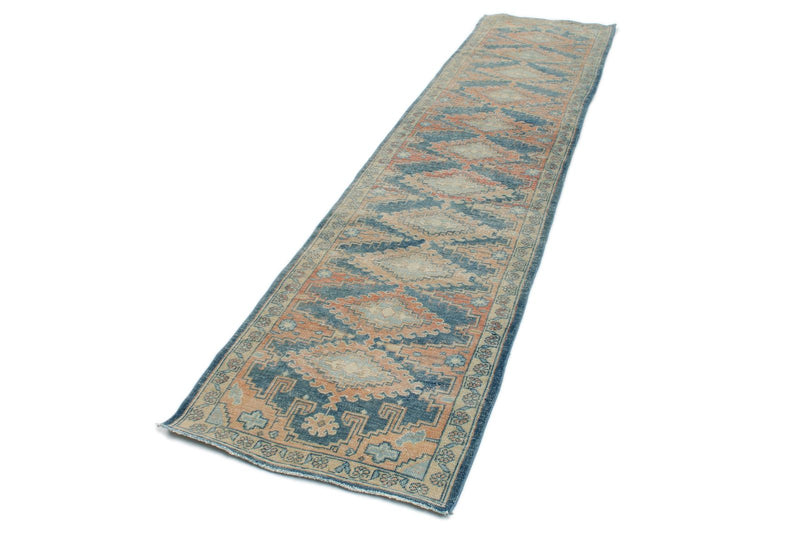 3x11 Blue and Rust Turkish Persian Runner