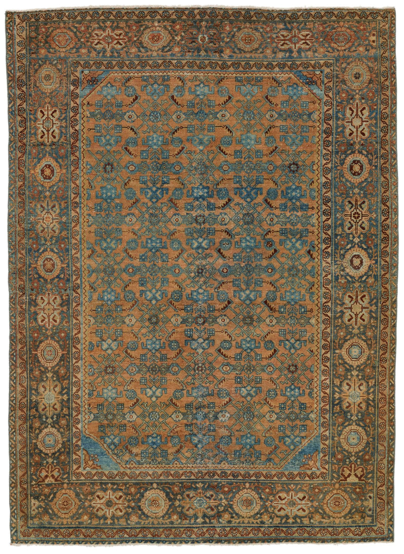 5x6 Rust and Light Blue Persian Tribal Rug