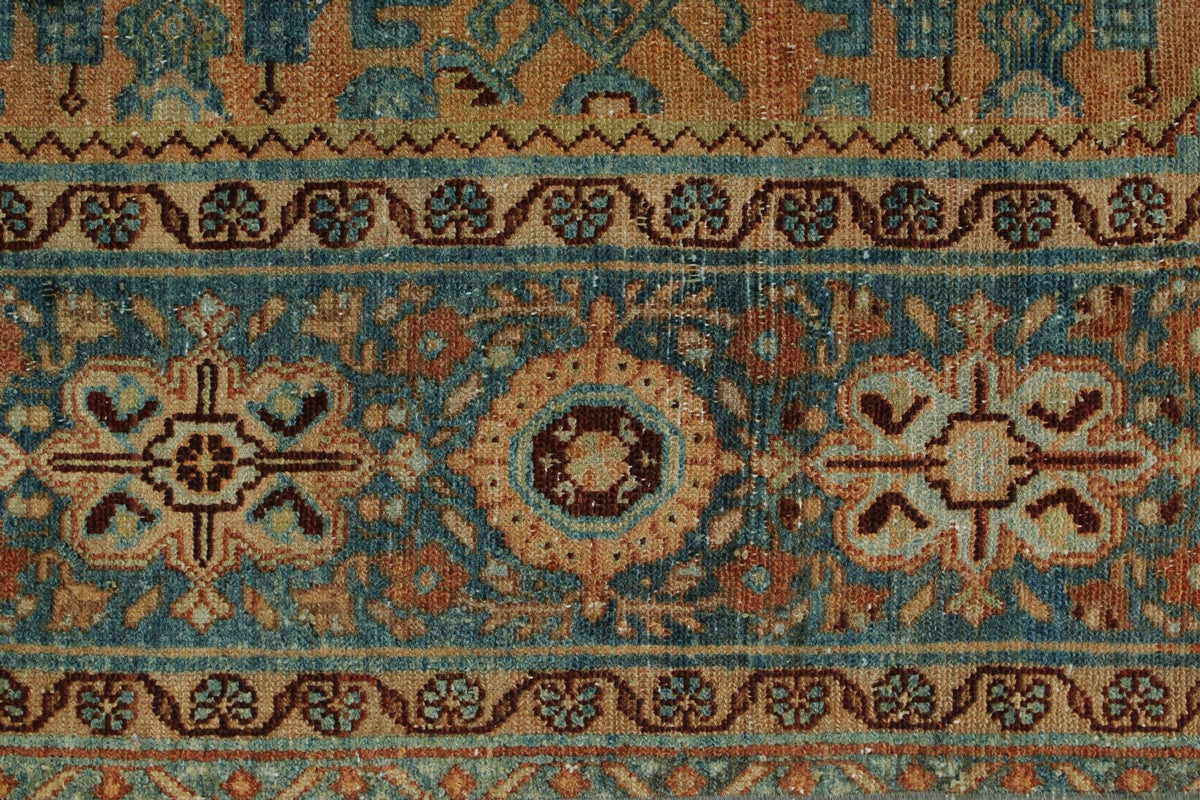 5x6 Rust and Light Blue Persian Tribal Rug