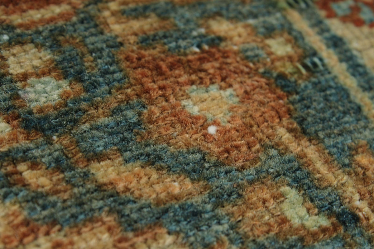 5x6 Rust and Light Blue Persian Tribal Rug