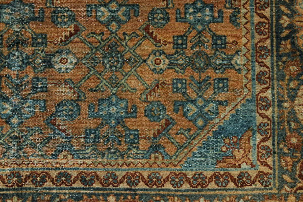 5x6 Rust and Light Blue Persian Tribal Rug