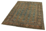 5x6 Rust and Light Blue Persian Tribal Rug