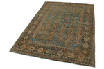 5x6 Rust and Light Blue Persian Tribal Rug