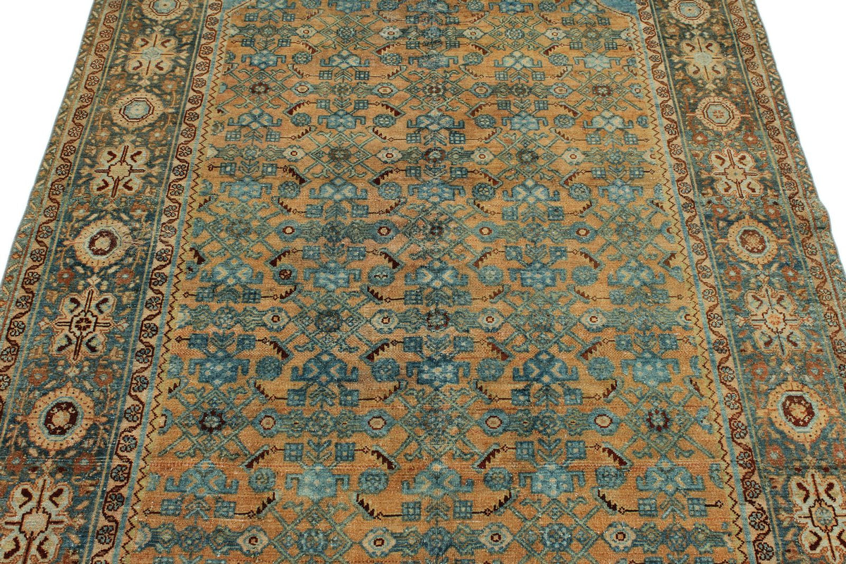 5x6 Rust and Light Blue Persian Tribal Rug