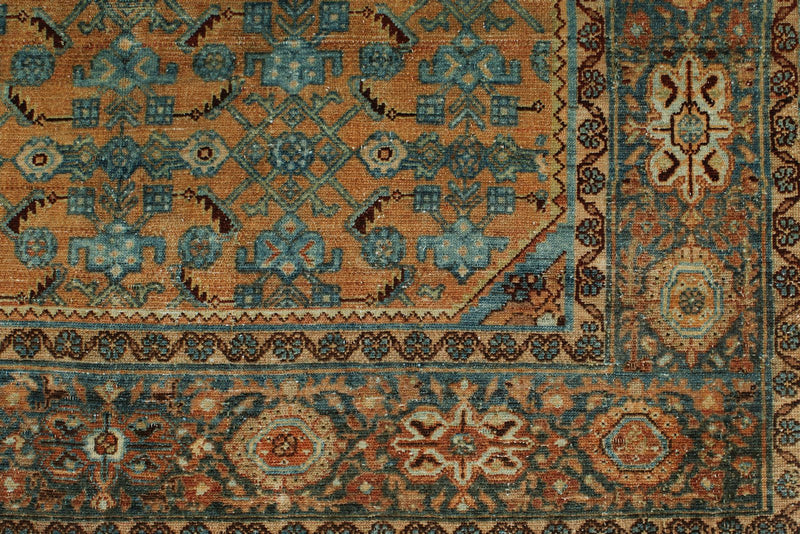 5x6 Rust and Light Blue Persian Tribal Rug