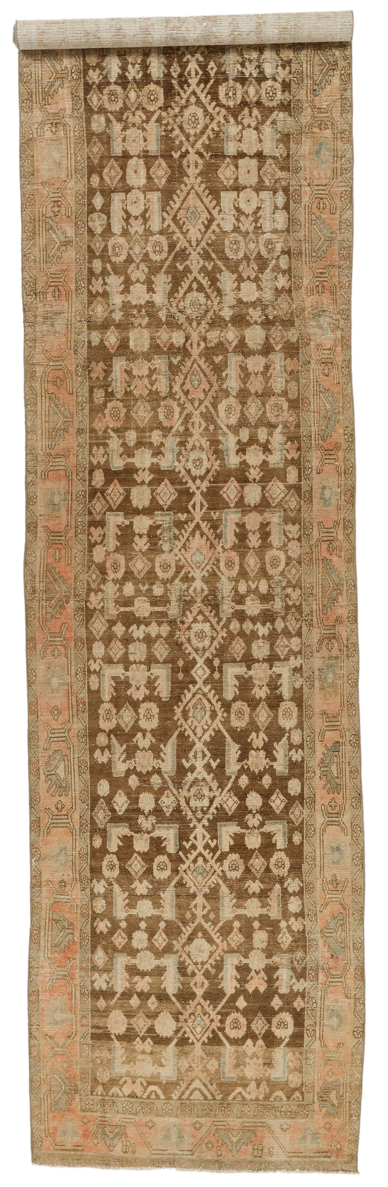 4x16 Brown and Ivory Persian Traditional Runner