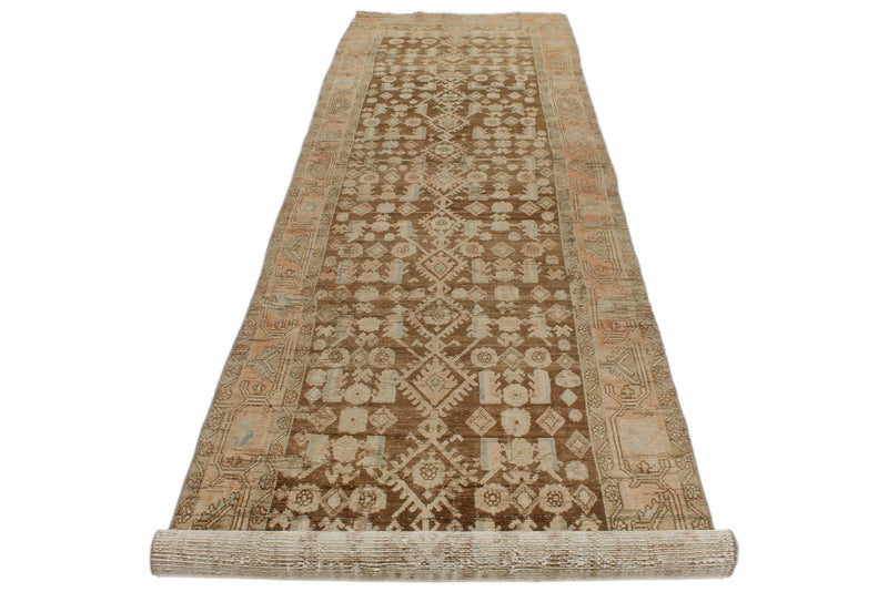 4x16 Brown and Ivory Persian Traditional Runner