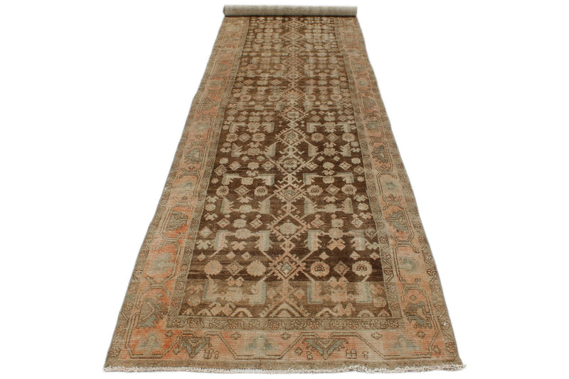 4x16 Brown and Ivory Persian Traditional Runner