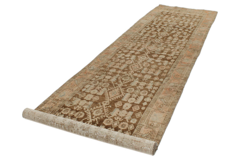 4x16 Brown and Ivory Persian Traditional Runner