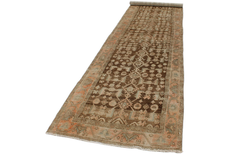 4x16 Brown and Ivory Persian Traditional Runner
