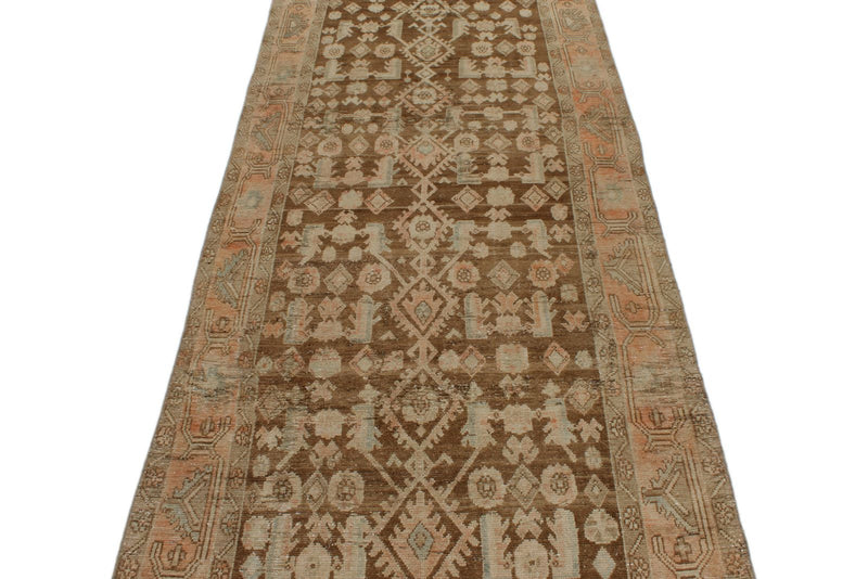 4x16 Brown and Ivory Persian Traditional Runner